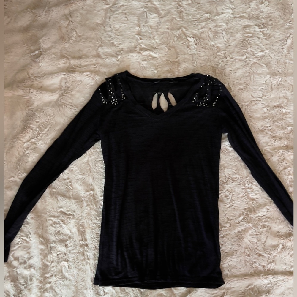 Rock 47 Coutout long sleeve top with rhinestones